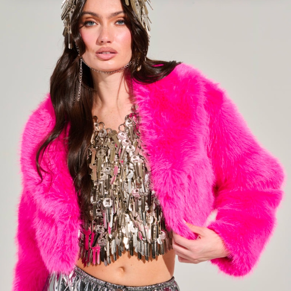 Women Cropped Fur Coat